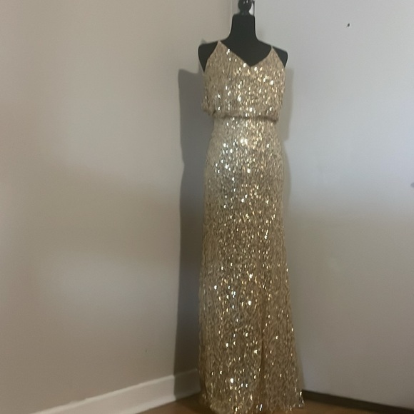 B.Darlin Metallic Gold Sequin Gown Size 5/6 - Picture 2 of 12
